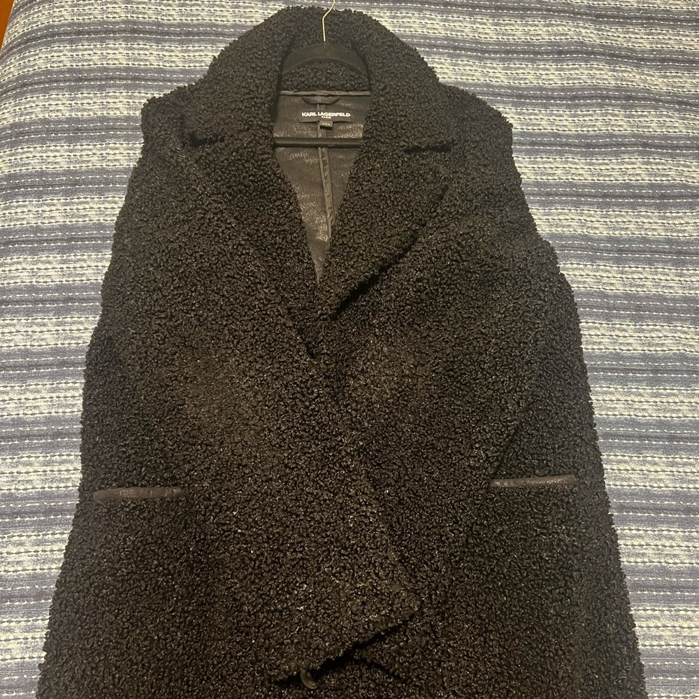 Max Studio Black Teddy Jacket Elegant Outerwear